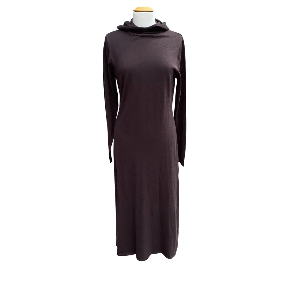 NWT Zara Hooded Knit Maxi Dress Brown Casual Fall Athleisure Streetwear Lounge-L